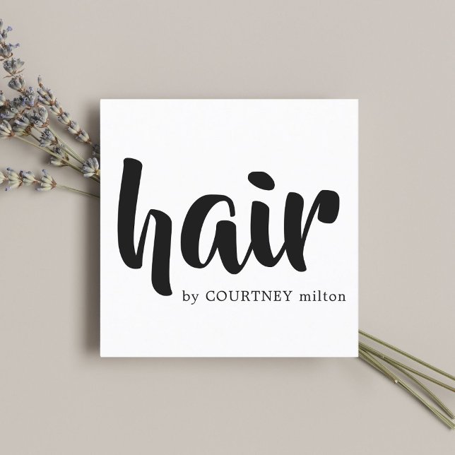 Tarjeta De Visita Cuadrada Elegante y moderno estilo de cabello blanco negro (Subido por el creador)