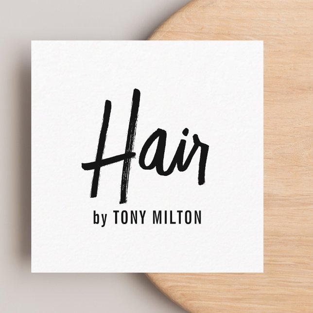 Tarjeta De Visita Cuadrada Elegante y moderno estilo de cabello blanco negro (Subido por el creador)