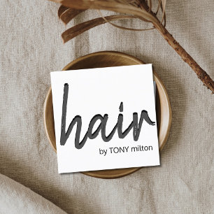 Tarjeta De Visita Cuadrada Elegante y moderno estilo de cabello blanco y gris