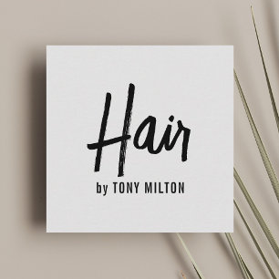 Tarjeta De Visita Cuadrada Elegante y moderno estilo de pelo negro gris