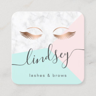 Tarjeta De Visita Cuadrada Elegante y moderno lavabos de menta rosa de mármol