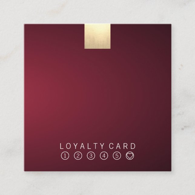 Tarjeta De Visita Cuadrada Elegante y moderno Wine Gradient Gold Loyalty Punc (Anverso)