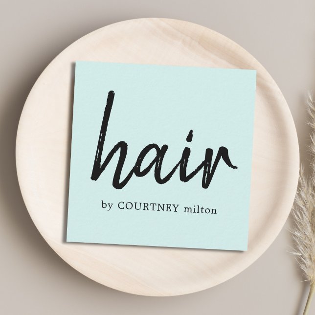 Tarjeta De Visita Cuadrada Elegante y sencillo estilo de cabello azul claro (Subido por el creador)