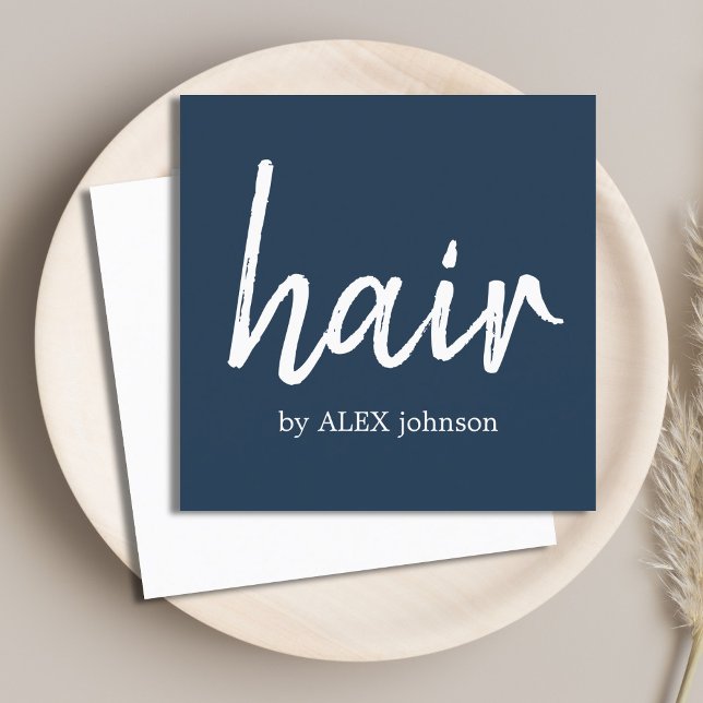 Tarjeta De Visita Cuadrada Elegante y sencillo estilo de cabello blanco azul (Subido por el creador)