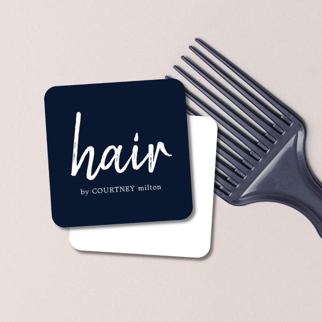 Tarjeta De Visita Cuadrada Elegante y sencillo estilo de cabello blanco azul (Subido por el creador)