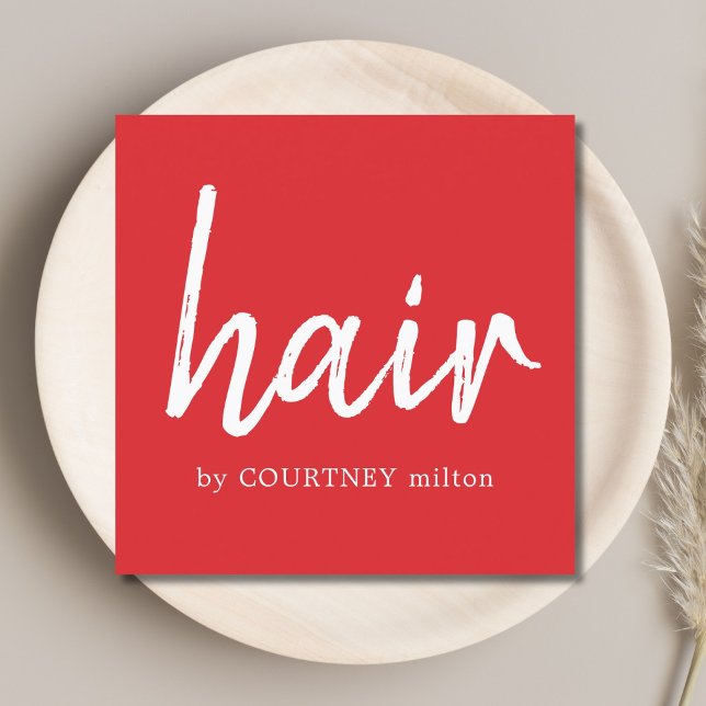 Tarjeta De Visita Cuadrada Elegante y sencillo estilo de cabello rojo blanco (Subido por el creador)