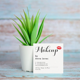 Tarjeta De Visita Cuadrada Elegante y simple artista de maquillaje de labios