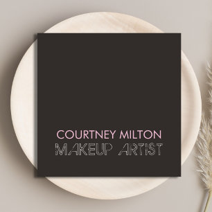 Tarjeta De Visita Cuadrada Elegante y simple artista de maquillaje oscuro