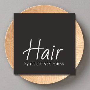 Tarjeta De Visita Cuadrada Elegante y simple estilo de cabello blanco negro