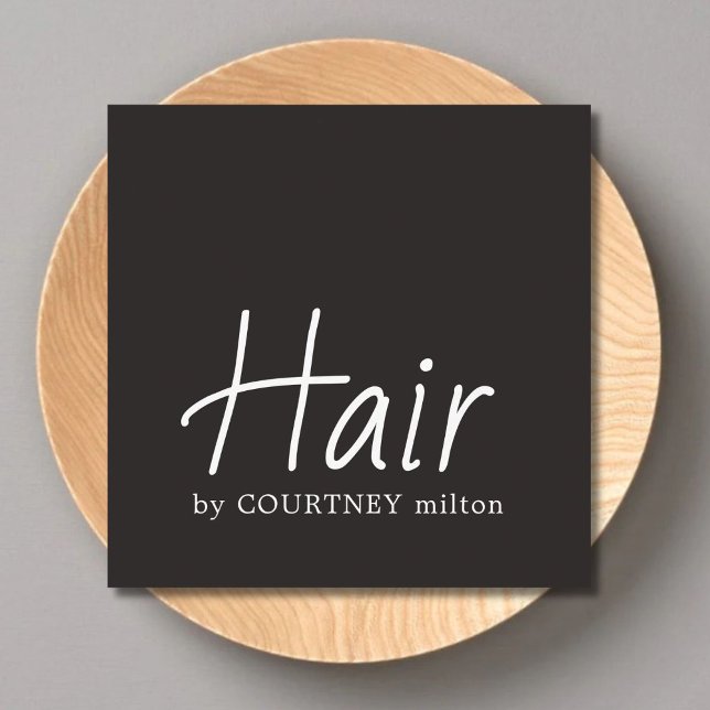 Tarjeta De Visita Cuadrada Elegante y simple estilo de cabello blanco negro (Subido por el creador)