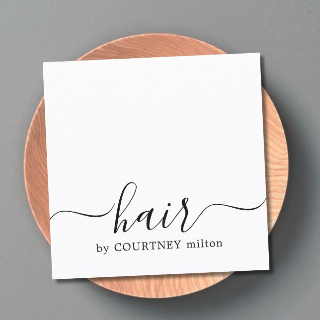 Tarjeta De Visita Cuadrada Elegante y simple estilo de cabello blanco negro (Subido por el creador)