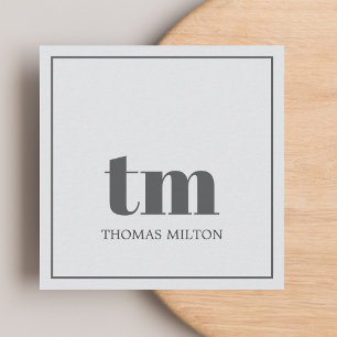 Tarjeta De Visita Cuadrada Elegante y simple Gris negrita Consultor Monograma