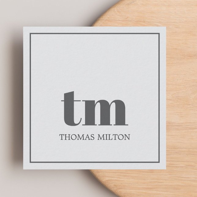 Tarjeta De Visita Cuadrada Elegante y simple Gris negrita Consultor Monograma (Subido por el creador)