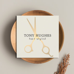 Tarjeta De Visita Cuadrada Elegante y simple Hairstylista de las tijeras de o