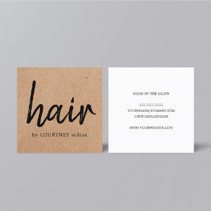 Tarjeta De Visita Cuadrada Elegante y simple Kraft Estilo de pelo negro