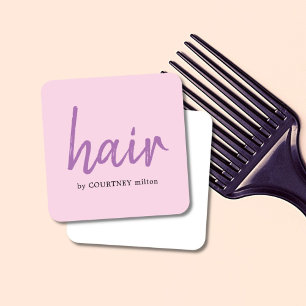 Tarjeta De Visita Cuadrada Elegante y simple Rosa Purple Hair Stylist