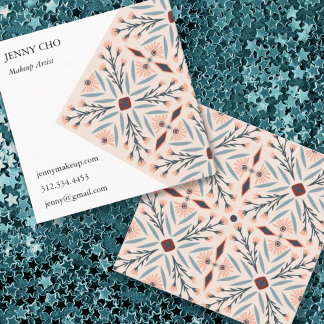 Tarjeta De Visita Cuadrada Elegantes Baldosas Florales Belleza Geométrica Ros