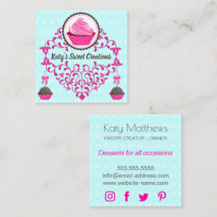 Tarjeta De Visita Cuadrada Elegantes Cake Pops de Cupcake con Remolinos