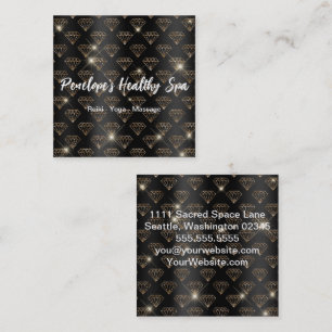 Tarjeta De Visita Cuadrada Elegantes diamantes de purpurina de oro en blanco 