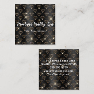 Tarjeta De Visita Cuadrada Elegantes diamantes de purpurina de oro en blanco
