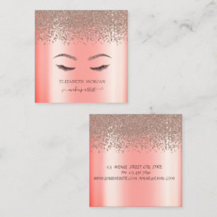 Tarjeta De Visita Cuadrada Elegantes diamantes Purpurinas Faux Lashes