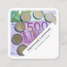 Tarjeta De Visita Cuadrada Elegantes expertos financieros en dinero en euros