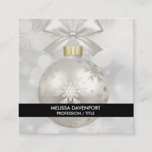Tarjeta De Visita Cuadrada Elegantes Navidades plateados bailan sobre las luc