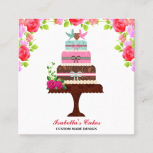 Tarjeta De Visita Cuadrada Elegantes Pasteles Y Flores Diseño Personalizado