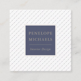 Tarjeta De Visita Cuadrada Elegantes puntos y guiones azules y blancos