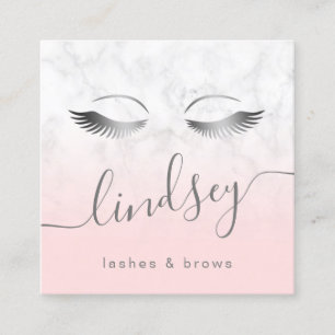 Tarjeta De Visita Cuadrada Elegantes y modernos tonos rosas de mármol blanco