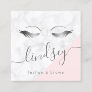 Tarjeta De Visita Cuadrada Elegantes y modernos tonos rosas de mármol blanco