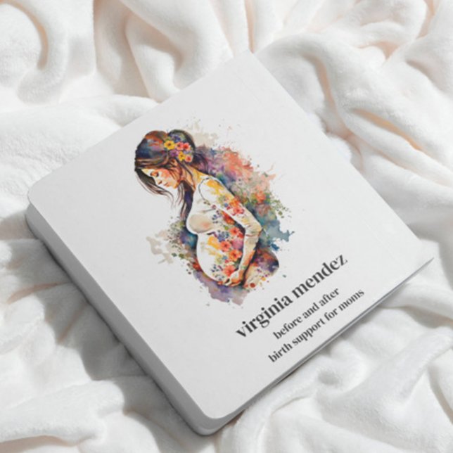Tarjeta De Visita Cuadrada Embarazo con lactancia en la madre Bloom Doula (birth coach sleeping consultant breastfeeding counselor doula postpartum services)