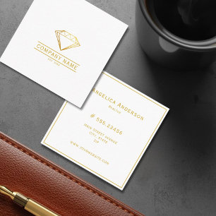 Tarjeta De Visita Cuadrada Emblema clásico exclusivo de oro & atemporal