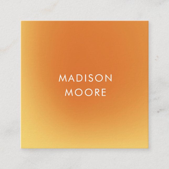 Tarjeta De Visita Cuadrada Embrión gradiente de Naranja amarillo creativo y c (Anverso)