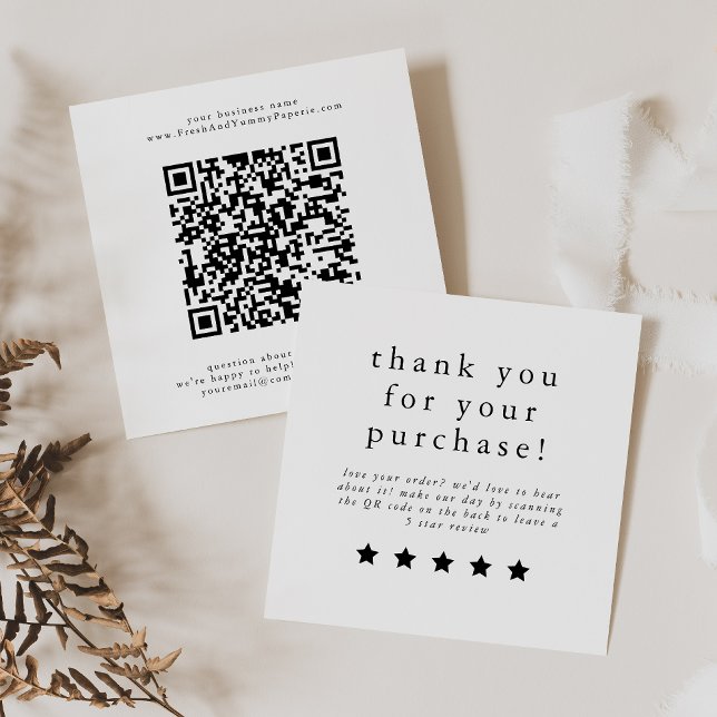 Tarjeta De Visita Cuadrada EMELIA Simple Moderno Neutral Único Dejar Una Revi (EMELIA Simple Modern Neutral Unique Leave A Review Square Business Card)