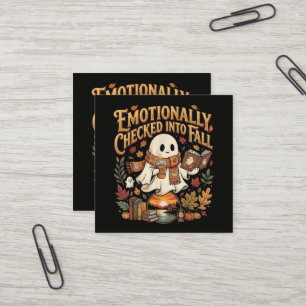 Tarjeta De Visita Cuadrada Emocionalmente ingresado en otoño Halloween