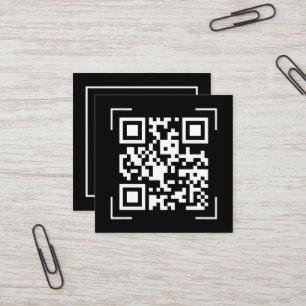 Tarjeta De Visita Cuadrada Empresa Comercial   Código QR Escaneo Minimalista 