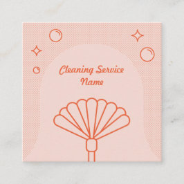 Tarjeta De Visita Cuadrada Empresa de servicios de limpieza de rosa y Naranja