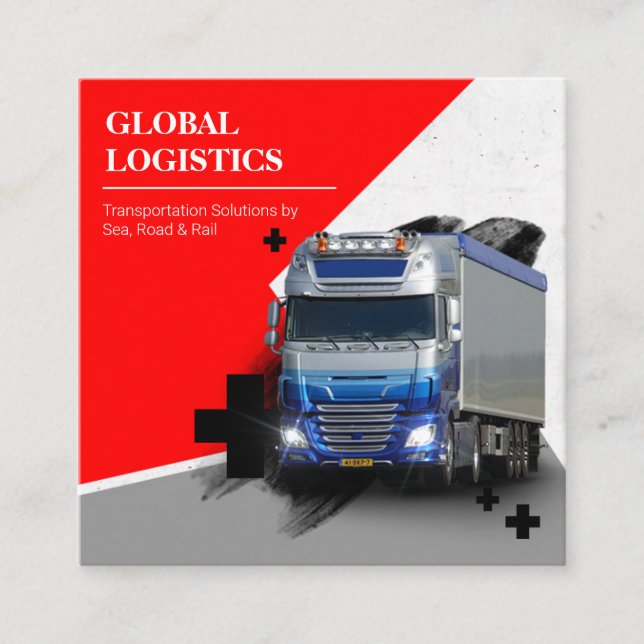 Tarjeta De Visita Cuadrada Empresa de transporte y logística  (Anverso)