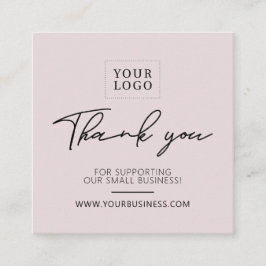 Tarjeta De Visita Cuadrada Empresario simple rosado agitado Gracias por inser