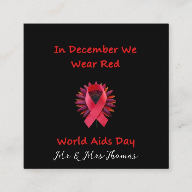 Tarjeta De Visita Cuadrada En diciembre, usamos la red unida para el Día Mund (Anverso)