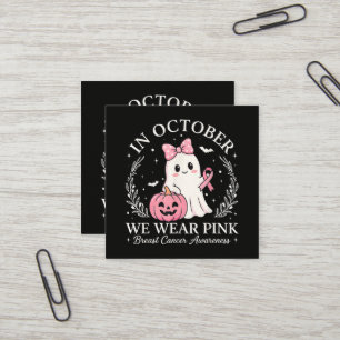 Tarjeta De Visita Cuadrada En Octubre Nosotros Vestimos Fantasma Rosa de Hall