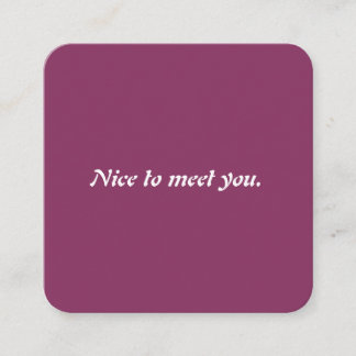 Tarjeta De Visita Cuadrada Encantado De Conocerte Tipografía Creativa Morada