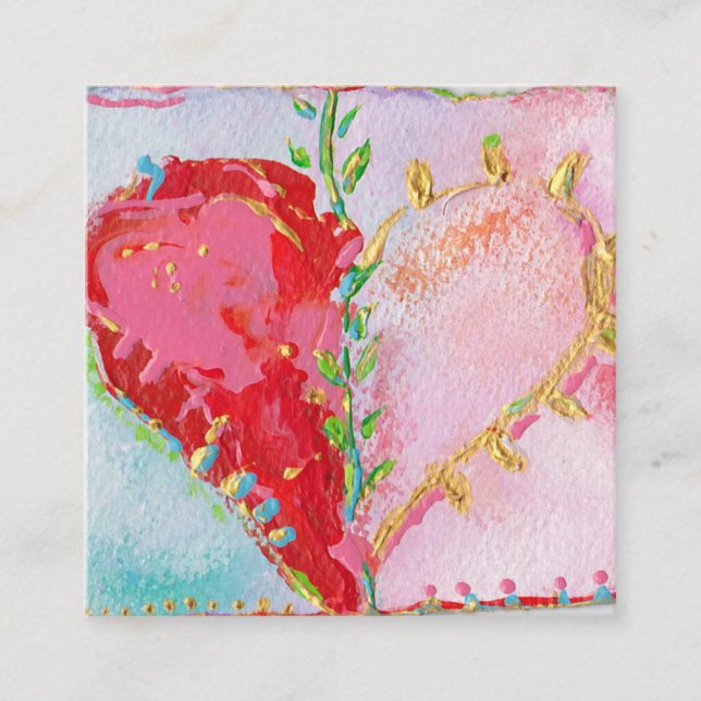 Tarjeta De Visita Cuadrada Encantador Corazón (Anverso)
