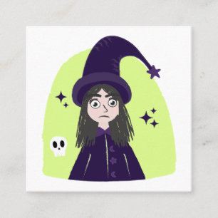 Tarjeta De Visita Cuadrada Encantadora Bruja Enojada Adorable