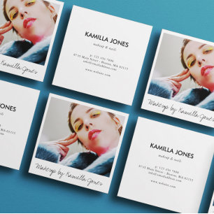 Tarjeta De Visita Cuadrada Encantadora foto de un simple artista de maquillaj