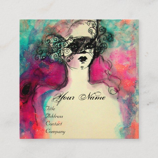 Tarjeta De Visita Cuadrada ENCANTO MONOGRAM / Belleza misteriosa (Anverso)