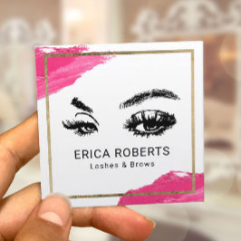 Tarjeta De Visita Cuadrada Encendidos Eyelash Makeup Artista Salón Moderno De