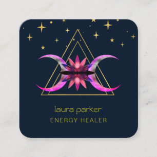 Tarjeta De Visita Cuadrada Energía de curación mística de luna de flor de Lot