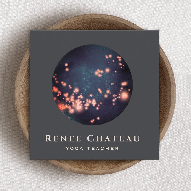 Tarjeta De Visita Cuadrada Energía espiritual Healer Moon Stars Yoga (Subido por el creador)